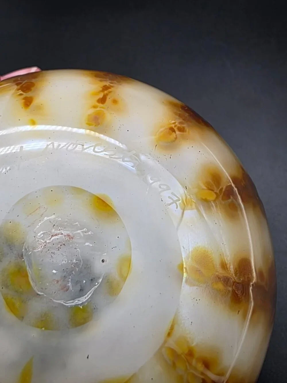Whimsical Art Glass Vase handmade gold & cream Glass Signed Unique Asymmetrical
